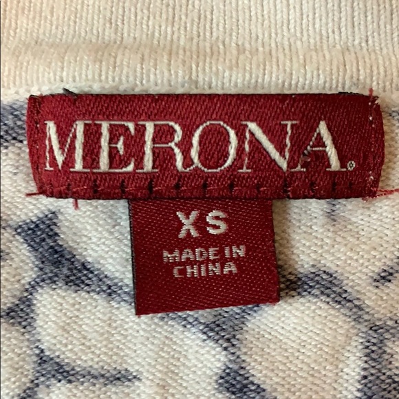 Navy blue white pattern XS button up cardigan - Picture 4 of 4